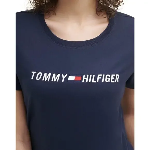 Tommy Hilfiger Sport Women's Embroidered Logo Crewneck T-Shirt Navy M NWT - Picture 2 of 9